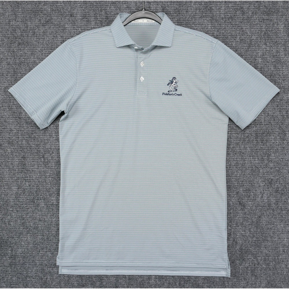 Holderness & Bourne Mens M Fiddlers Creek Golf Polo Shirt Green Purple Striped